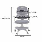 Bērna rakstāmgalda krēsls – ergonomisks, pagriežams, regulējams, pelēks