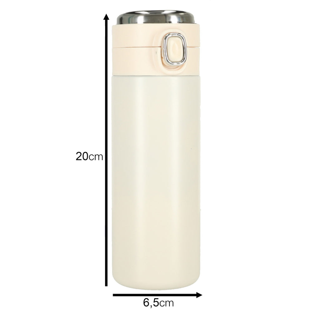 Termiskā krūze ar iemuti LED termoss 420ml bēšs