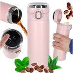 Termiskā krūze ar iemuti LED termoss 420ml rozā krāsā