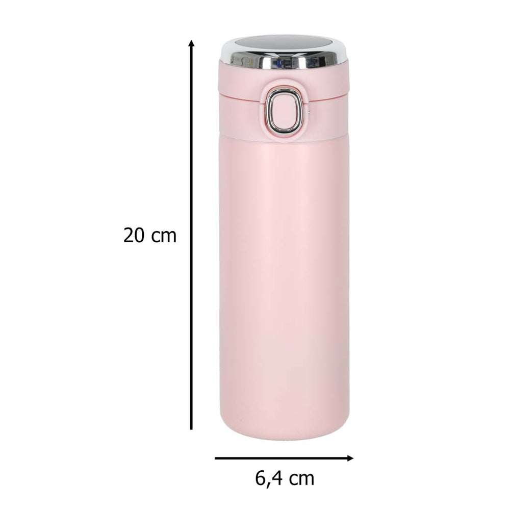 Termiskā krūze ar iemuti LED termoss 420ml rozā krāsā