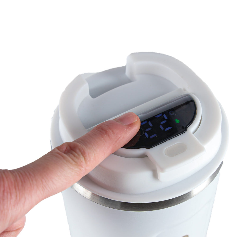 Termiskā krūze ar iemuti LED termoss 500ml balta
