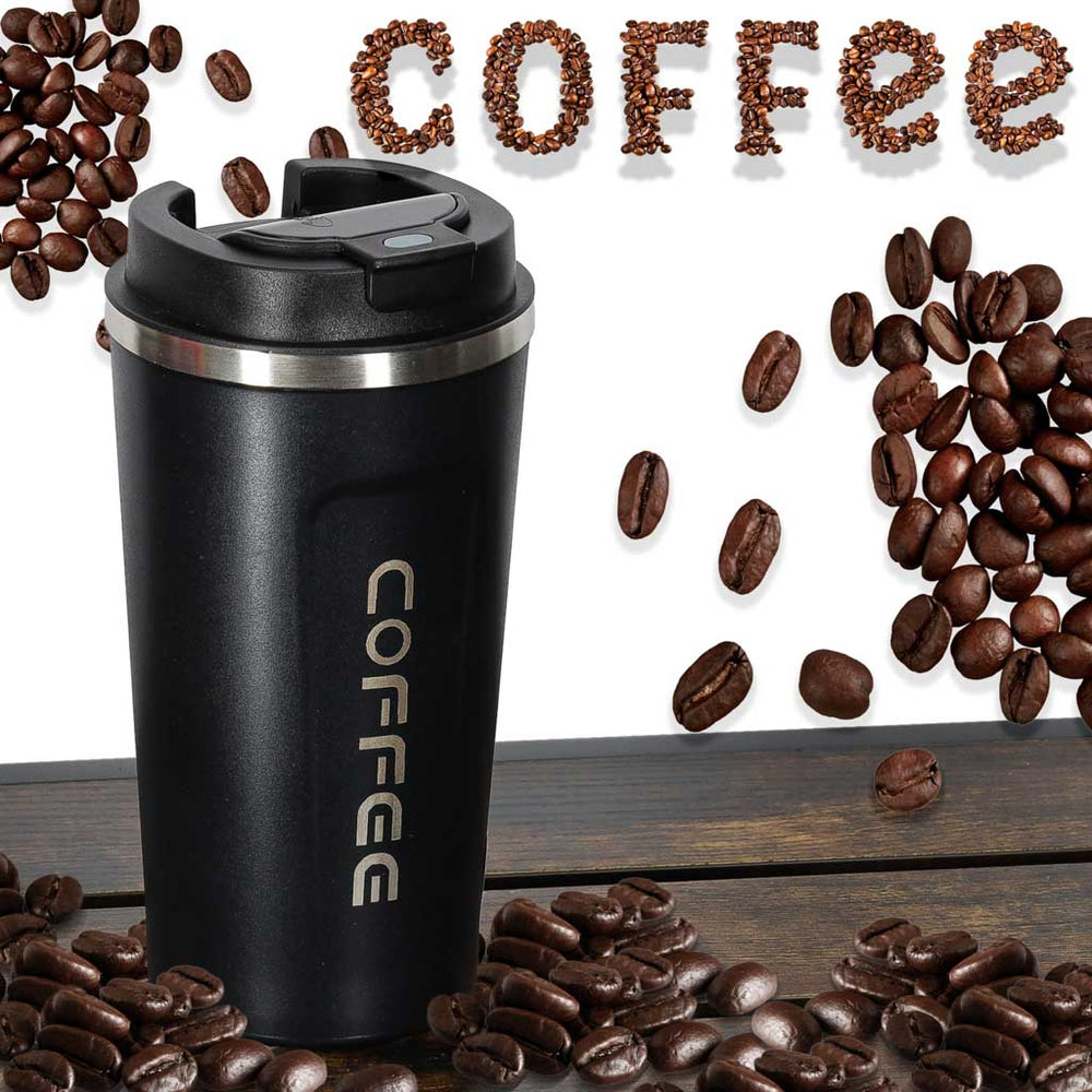 Termiskā krūze ar iemuti LED termoss 500ml melns