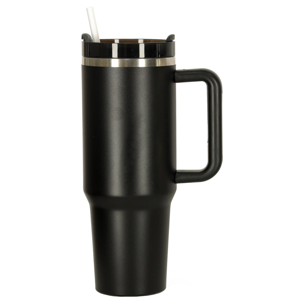 Termiskā krūze ar salmiņu un rokturi termoss 1200ml melns