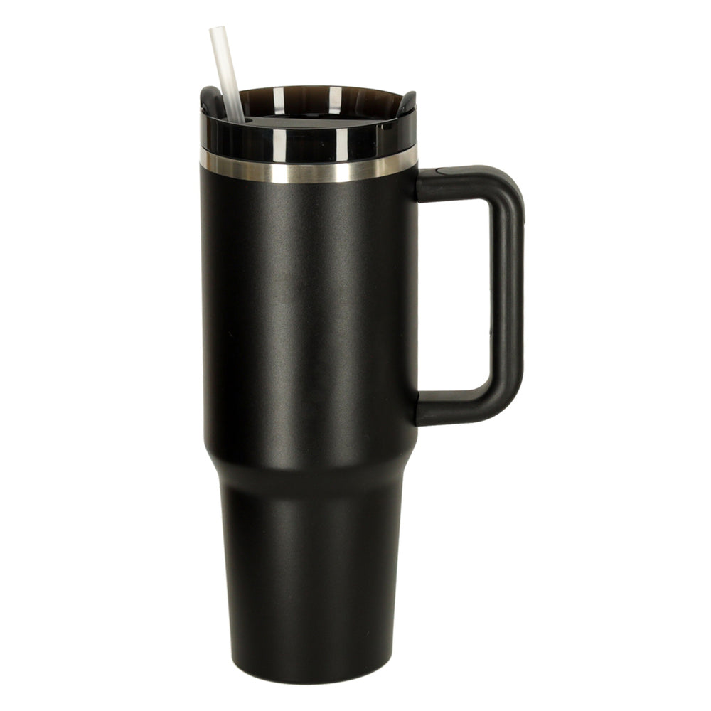 Termiskā krūze ar salmiņu un rokturi termoss 1200ml melns