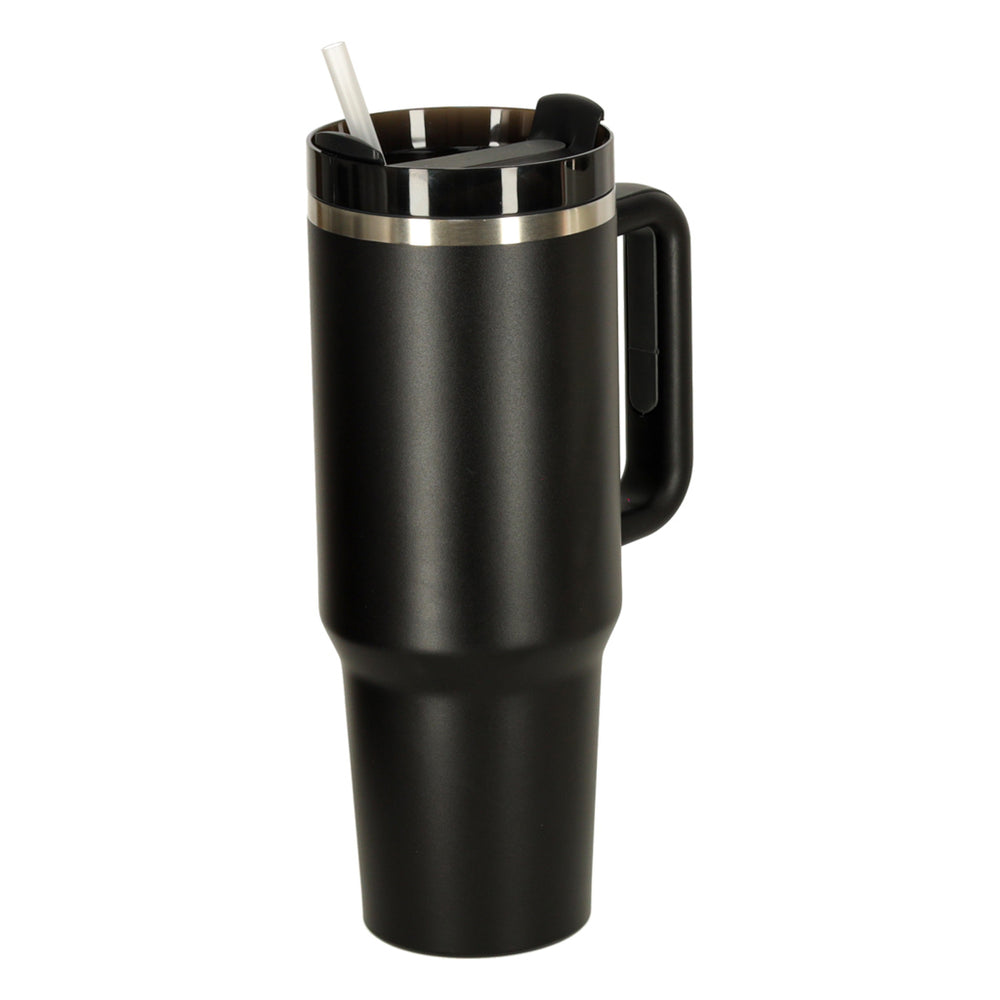 Termiskā krūze ar salmiņu un rokturi termoss 1200ml melns