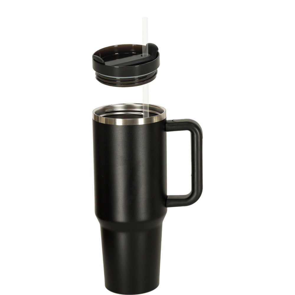 Termiskā krūze ar salmiņu un rokturi termoss 1200ml melns