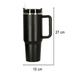 Termiskā krūze ar salmiņu un rokturi termoss 1200ml melns