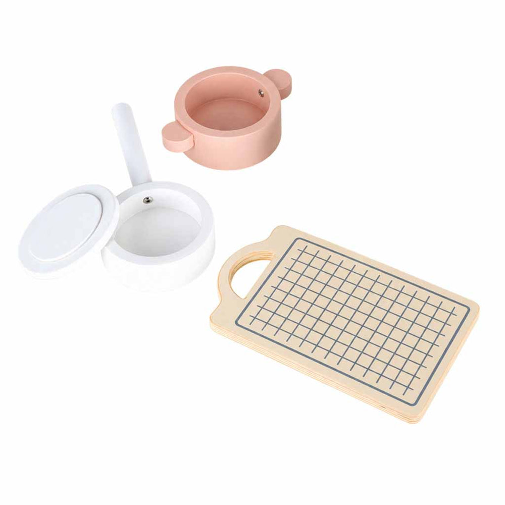 Koka bērnu virtuve MDF MODERN CLASSIC ar piederumiem, 82 cm, rozā