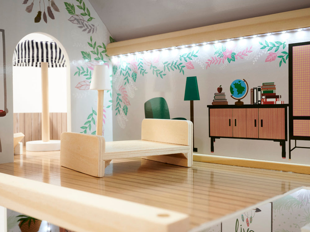 LULILO koka leļļu māja FLORO boho LED