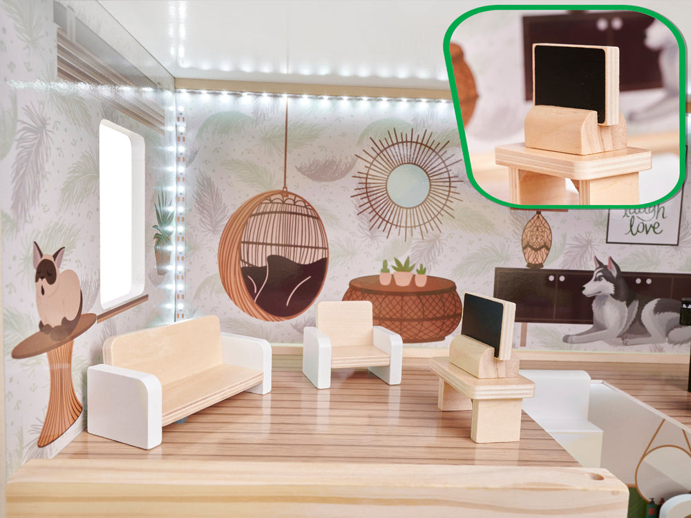 LULILO koka leļļu māja FLORO boho LED