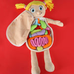 Maskot lelle, kas mācās anatomiju meitene