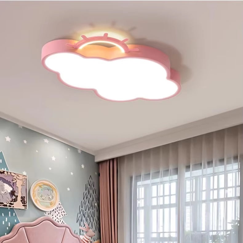 LED griestu lampas plafons bērnu istabai LUMELA + tālvadības pults mākoņrozā krāsā