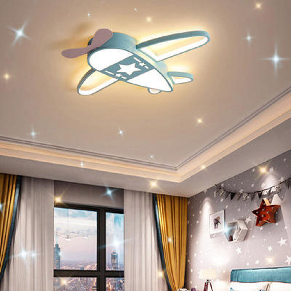 LED griestu plafona lampa bērnu istabai LUMELA + tālvadības pults gaisa kuģim