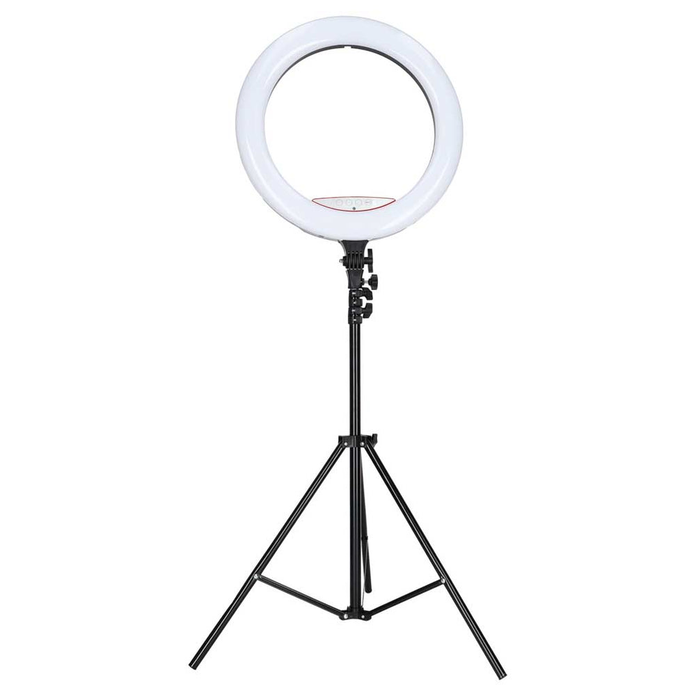 RGB LED gredzenveida lampa selfiju video uzņemšanai ar statīvu un tālvadības pulti, 45 cm
