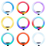 RGB LED gredzenveida lampa selfiju video uzņemšanai ar statīvu un tālvadības pulti, 45 cm