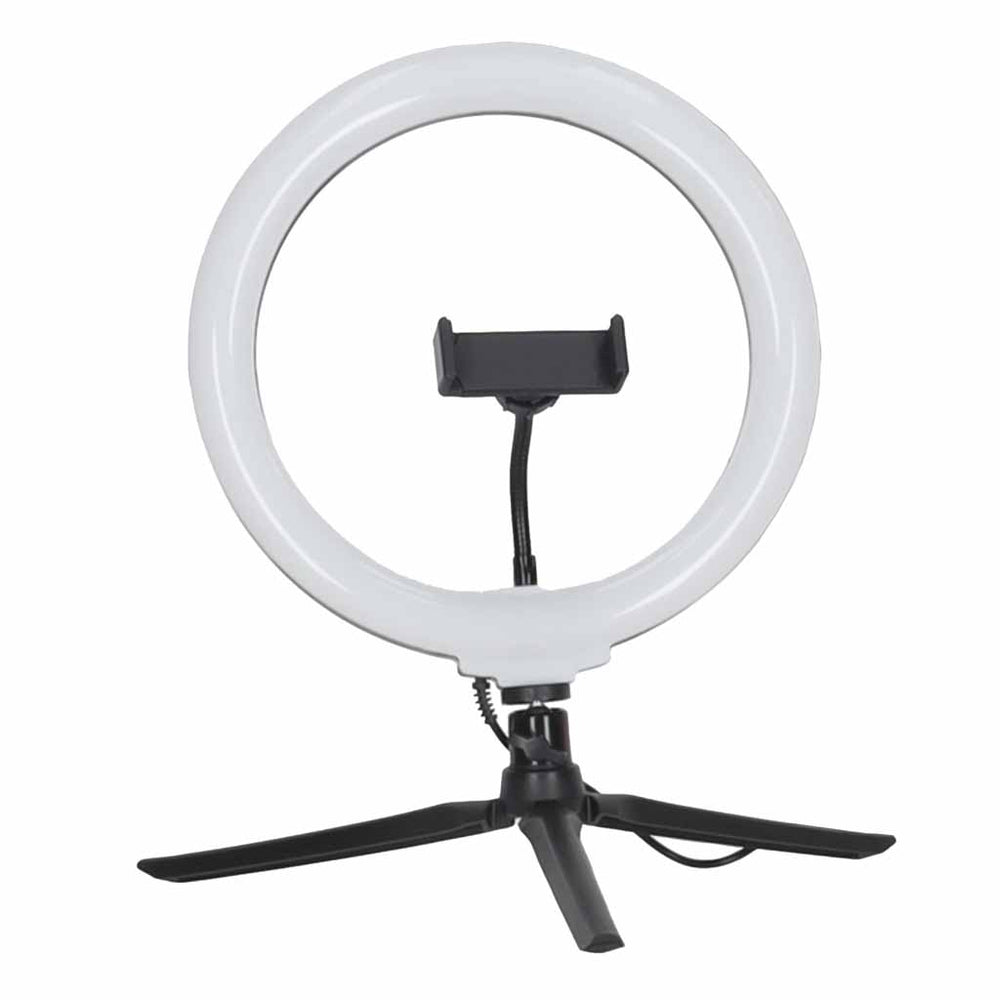 RGB LED gredzenveida selfiju lampa uz statīva