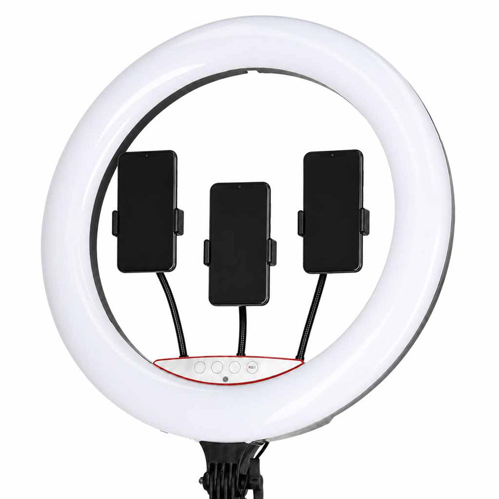 RGB LED gredzenveida lampa selfiju video uzņemšanai ar statīvu un tālvadības pulti, 45 cm