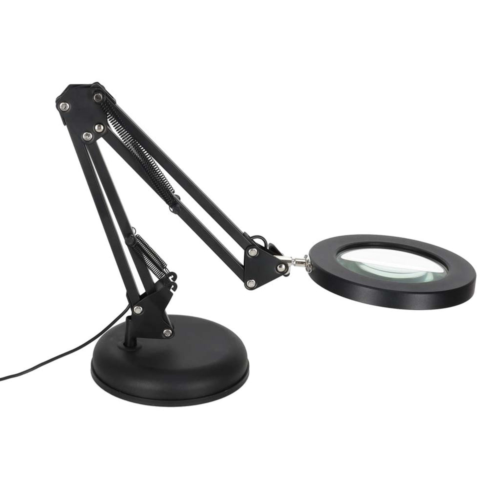 LED galda lampa ar palielināmo stiklu palielināmais stikls grozāmā roka 2 stiprināšanas metodes