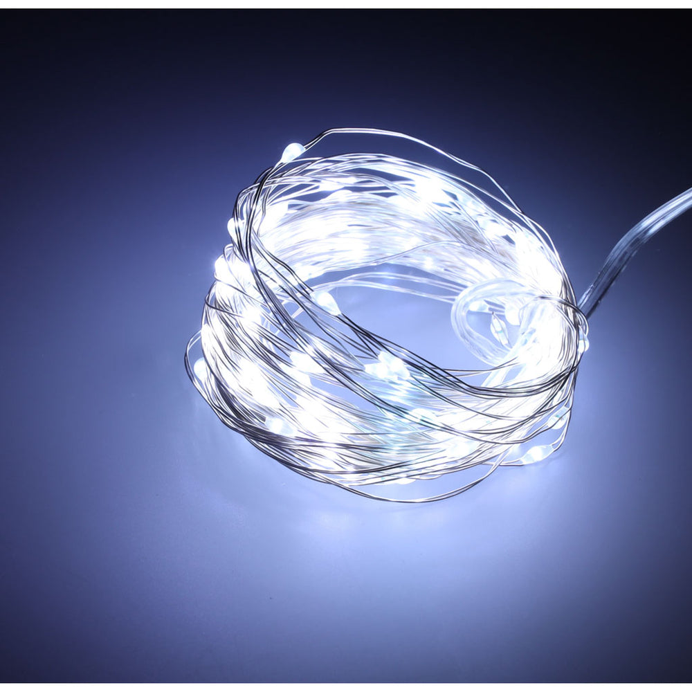 LED dekoratīvās vadu gaismas 5m 50LED auksti balta