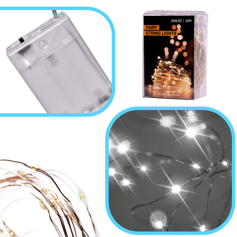 LED dekoratīvās vadu gaismas 5m 50LED auksti balta