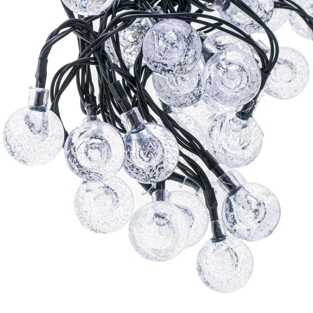 Saules dārza apgaismojums bumbiņas 7m 50LED silti balta