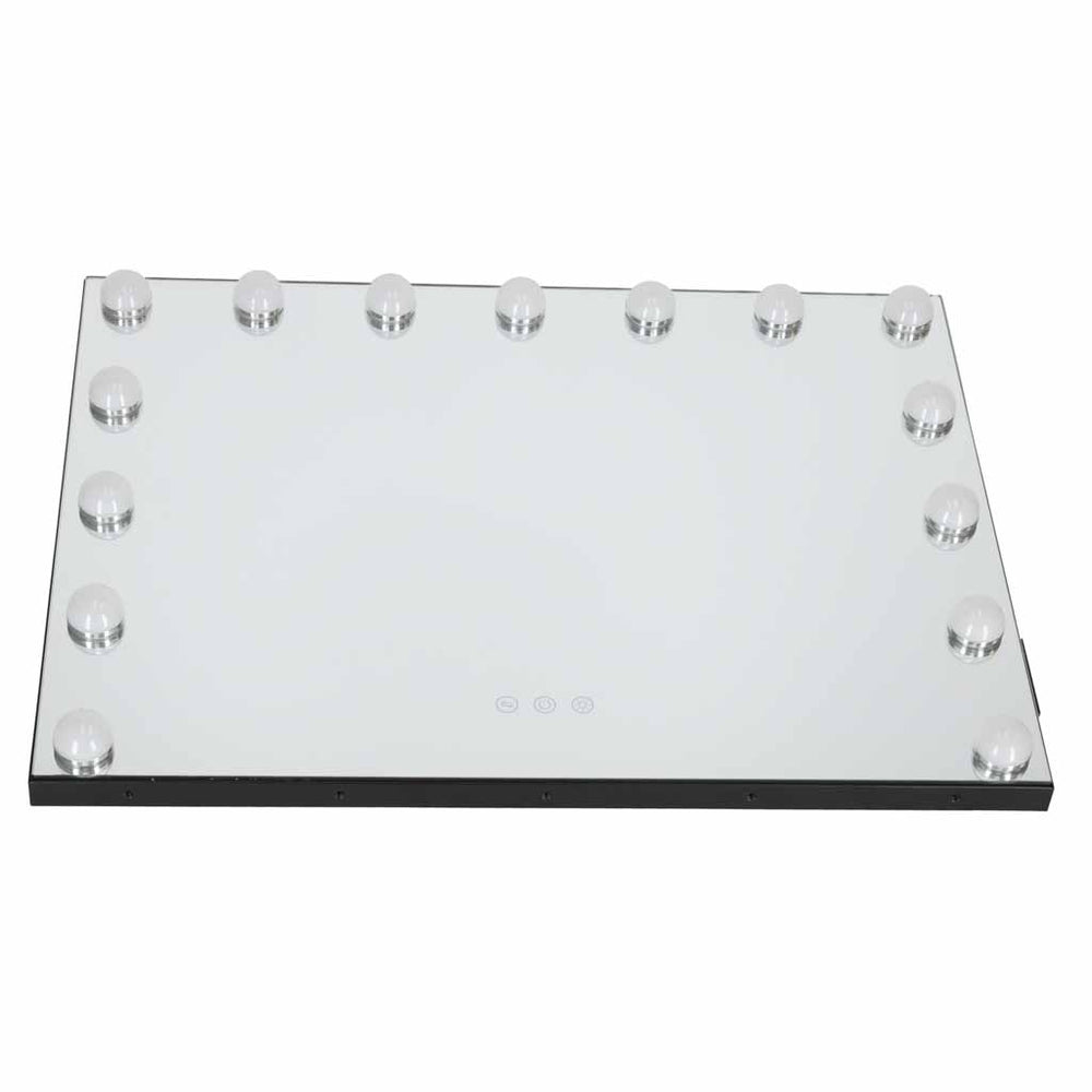 LED grima spogulis ar 15 spuldzēm, kosmētiskais palielinājums x10, spilgtuma regulēšana