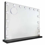 LED grima spogulis ar 15 spuldzēm, kosmētiskais palielinājums x10, spilgtuma regulēšana