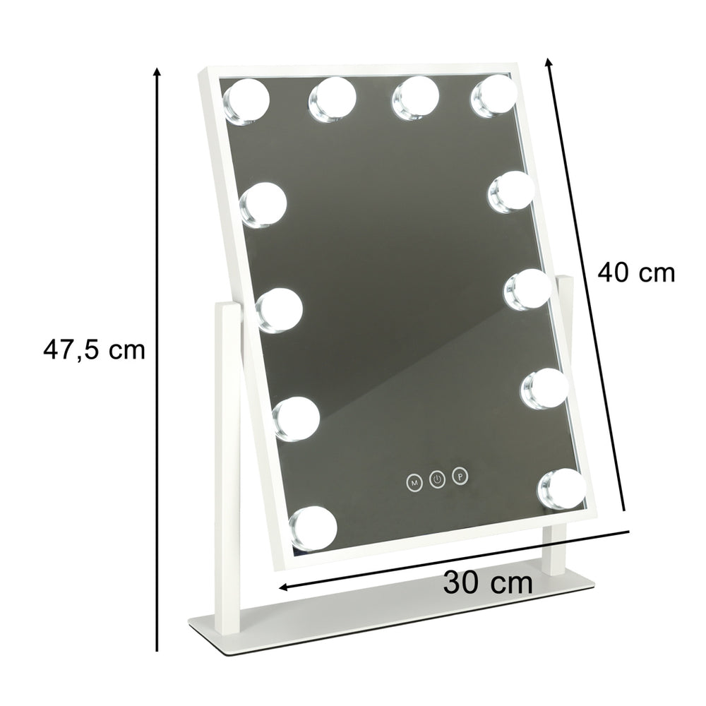 LED kosmētikas spogulis ar USB spuldzēm 30x40cm