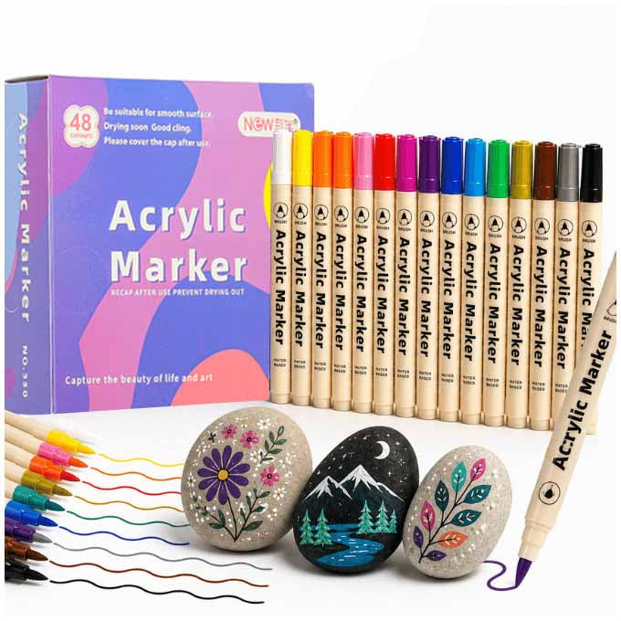 Akrila auduma marķieri akmens marķieru pildspalvas DIY ūdensizturīgi marķieri 48 gab.
