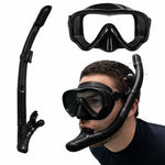 Snorkelēšanas maska, brilles, caurule un pīpe – komplekts, melns