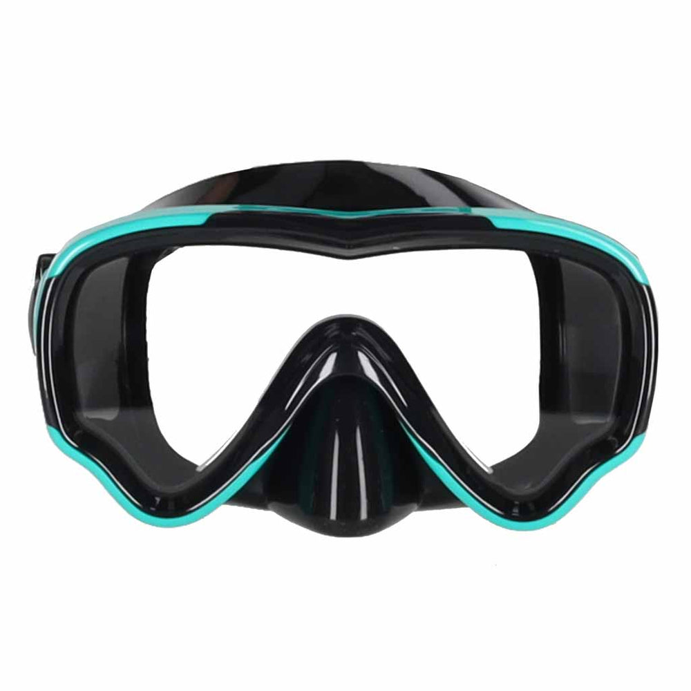 Snorkelēšanas maska, brilles, caurule un pīpe – komplekts zils-melns
