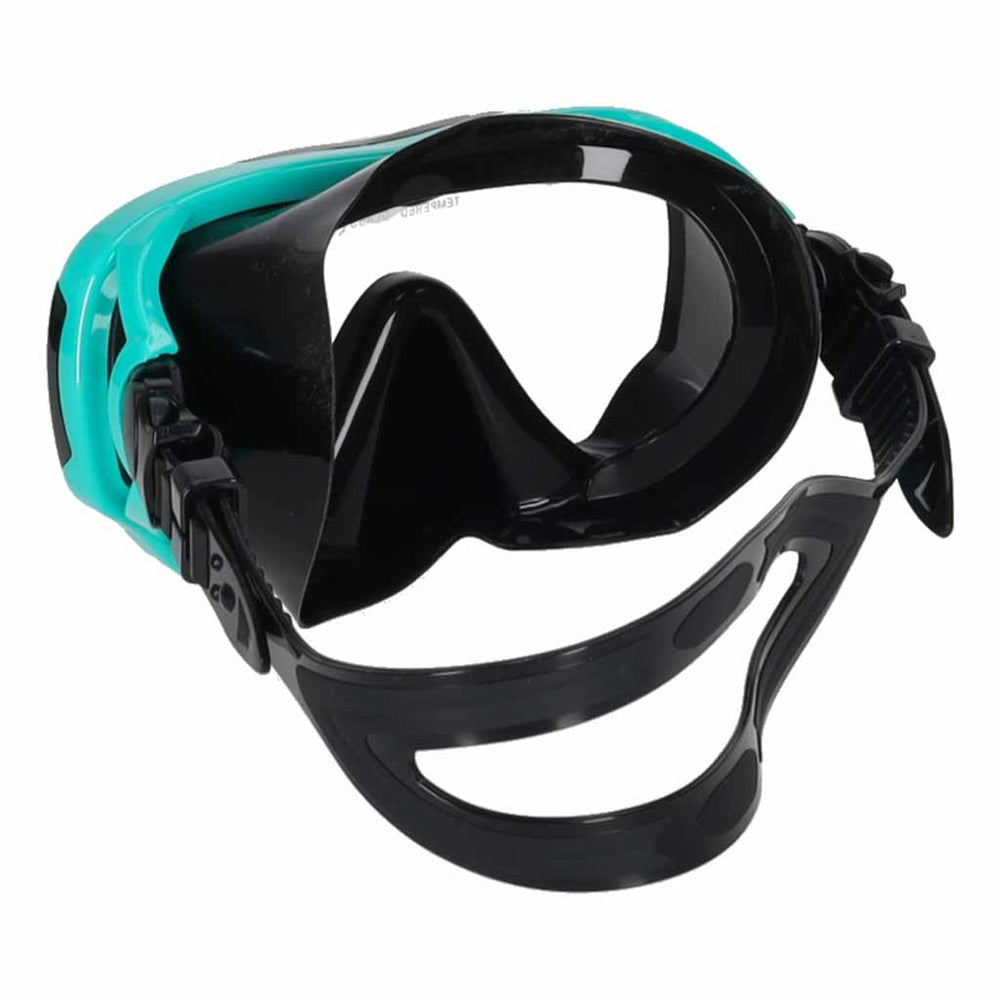 Snorkelēšanas maska, brilles, caurule un pīpe – komplekts zils-melns