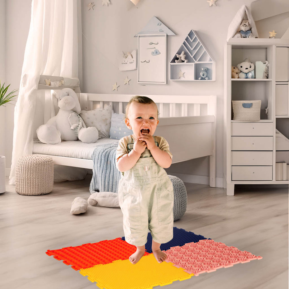Montessori sensorās puzles paklājiņš pēdu masāžai 8 gab.