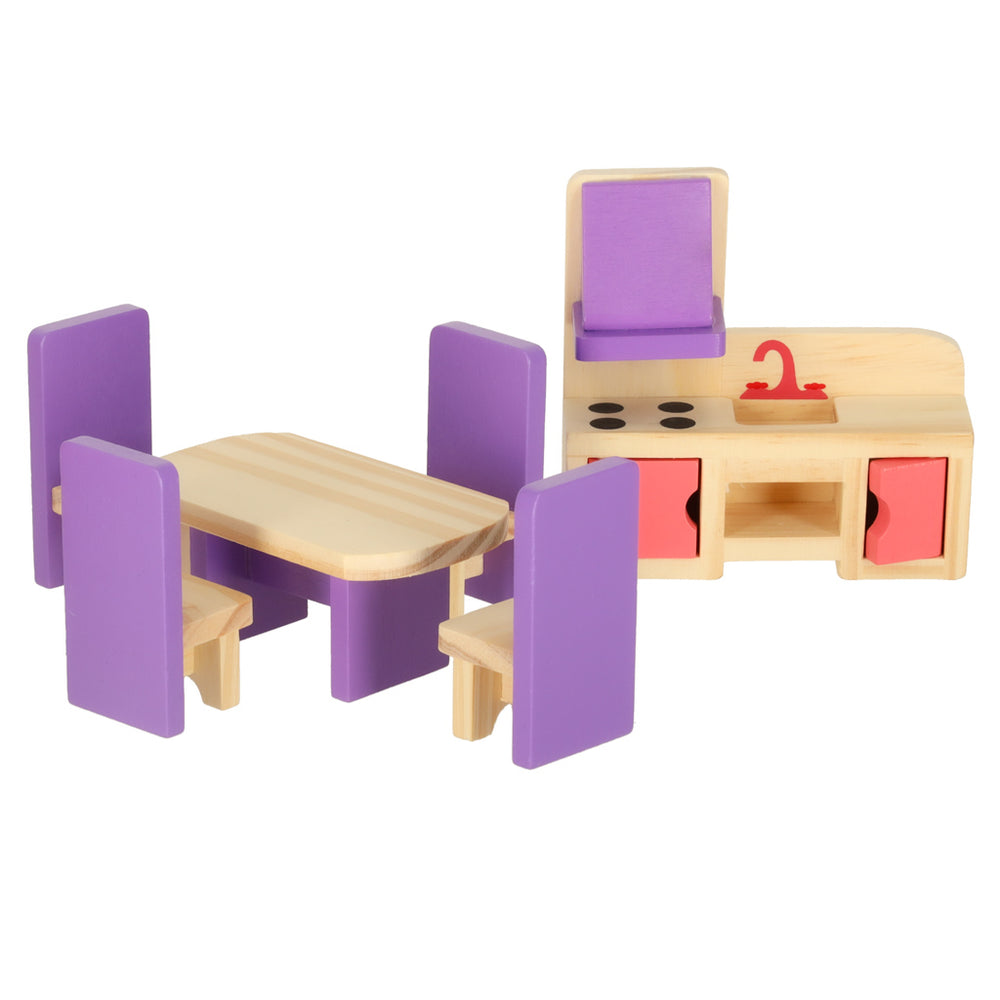 Leļļu mājas mēbeles koka violeta