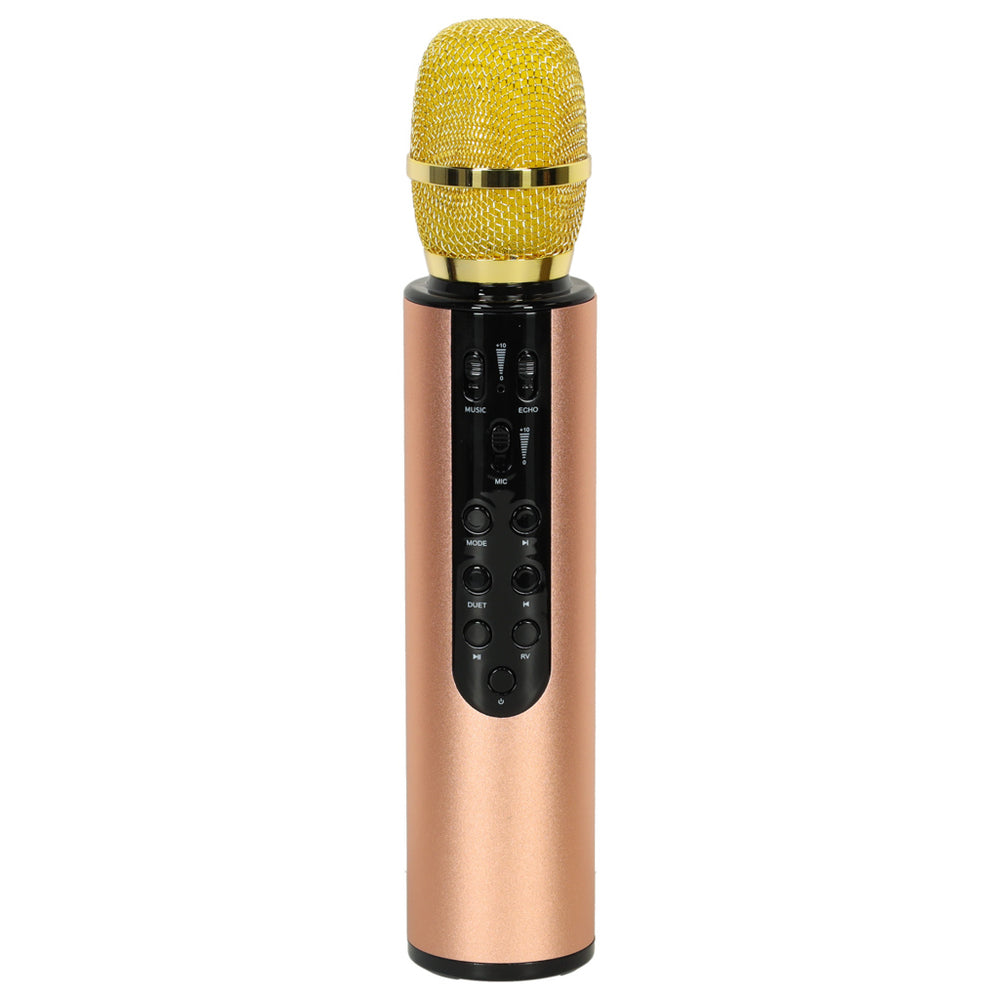 Bluetooth bezvadu karaoke mikrofons zelta krāsā
