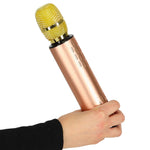 Bluetooth bezvadu karaoke mikrofons zelta krāsā
