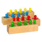 Montessori koka cilindru atsvariņi krāsaini
