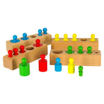 Montessori koka cilindru atsvariņi krāsaini