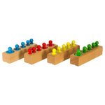 Montessori koka cilindru atsvariņi krāsaini