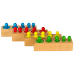 Montessori koka cilindru atsvariņi krāsaini
