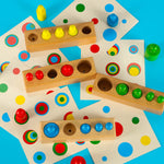 Montessori koka cilindru atsvariņi krāsaini