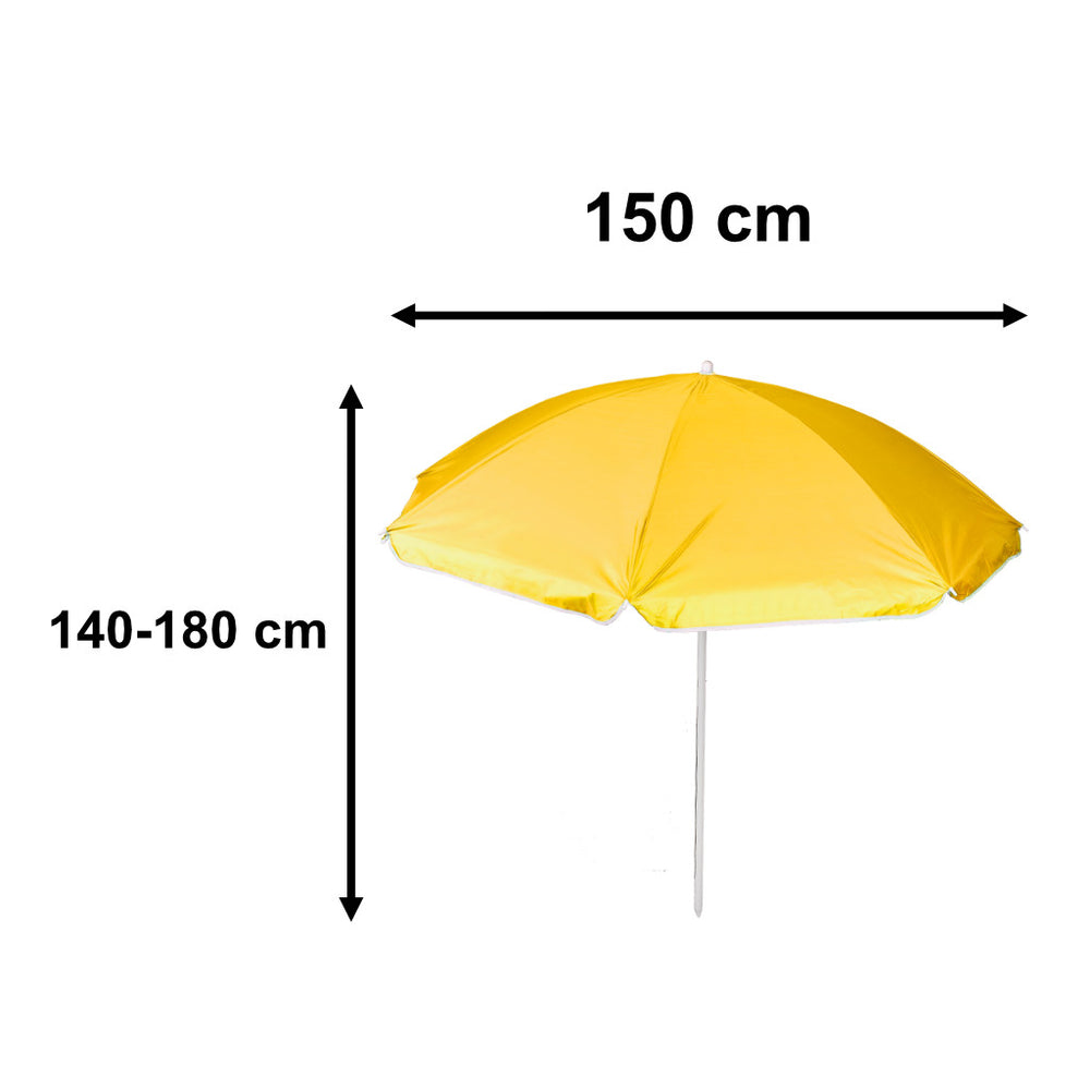 Pludmales lietussargs regulējams salaužams UV salokāms 150cm dzeltens