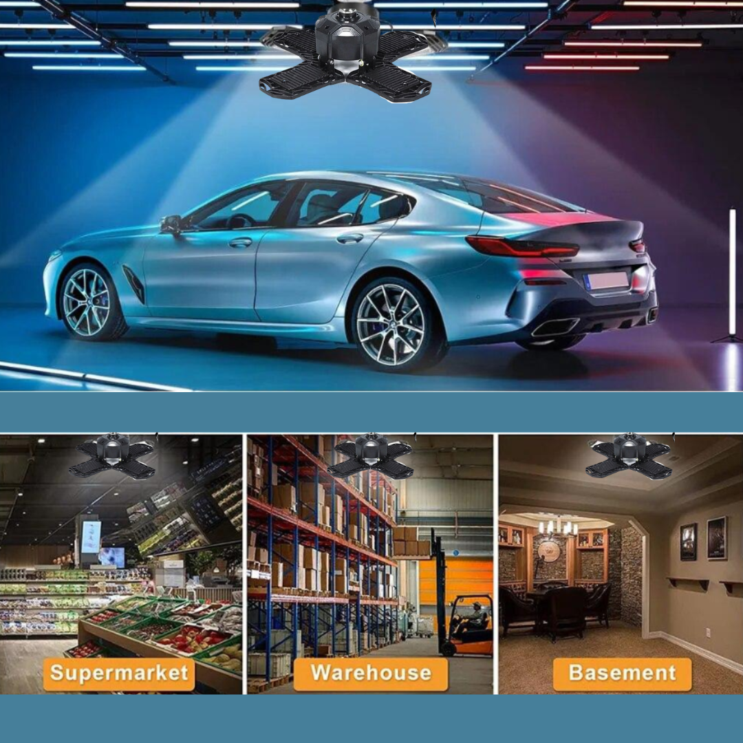 High-Power Foldable LED Lamp for Garage, Warehouse & Workshop, SKU: 166