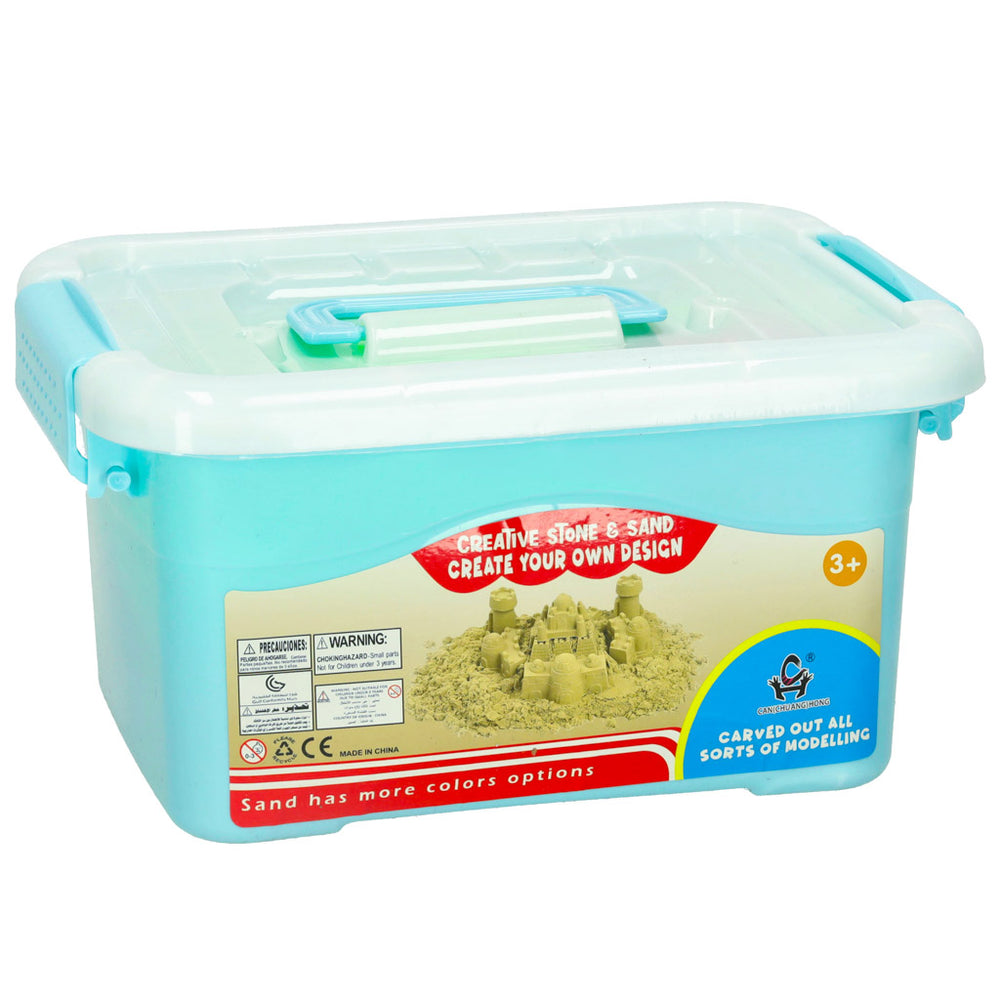 Kinētiskās smiltis kastē 2kg veidnes zilas