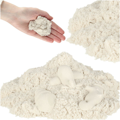 Kinētiskās smiltis 1kg maisiņā baltas