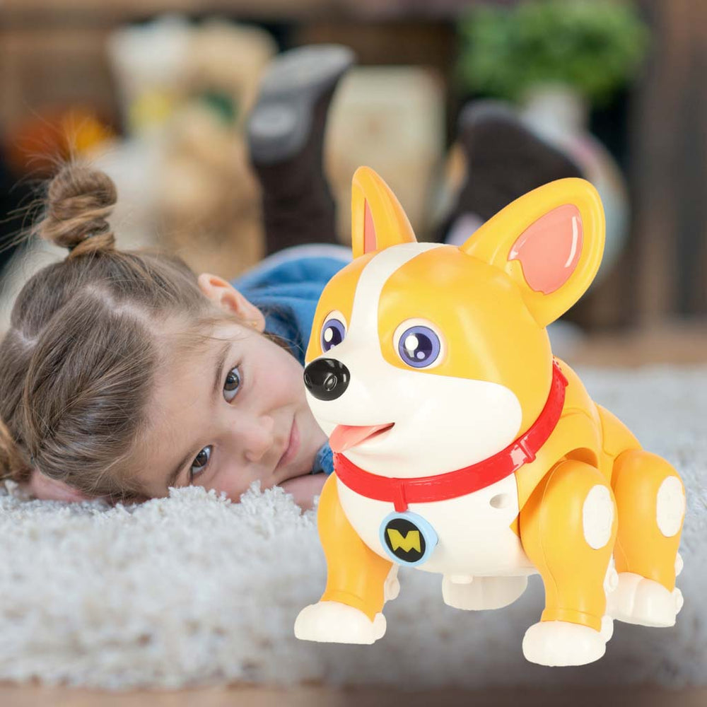 Suns suns interaktīvs robots Corgi kvēlojošas ausis mūzika