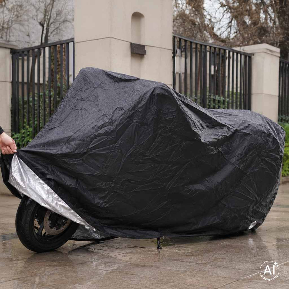 Ūdensizturīgs velosipēda un skūtera pārklājs ar savilcēju un sprādzi