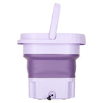 Mini ceļojuma veļas mazgājamā mašīna, pārnēsājama, salokāma, 8 l, violeta