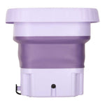 Mini ceļojuma veļas mazgājamā mašīna, pārnēsājama, salokāma, 8 l, violeta