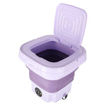 Mini ceļojuma veļas mazgājamā mašīna, pārnēsājama, salokāma, 8 l, violeta